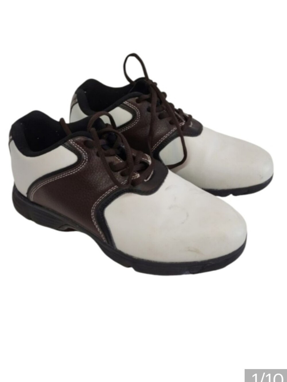 Wilson Ultra BLK Men's White Brown Leather Golf Shoes Size 8.5 D